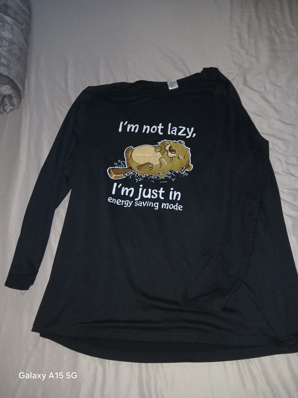 Source Unknown Black Long-Sleeve Pajama Top with Yellow Sloth Graphic